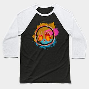 skull fire watercolor Baseball T-Shirt